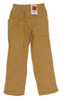 Nové - Hnědé mušelínové kalhoty s kapsami George