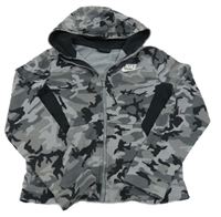 Šedo-černá army propínací mikina s logem a kapucí Nike
