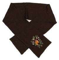 Tmavohnědá šála s koněm a květy