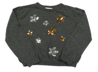 Tmavošedý svetr s hvězdami z flitrů Primark