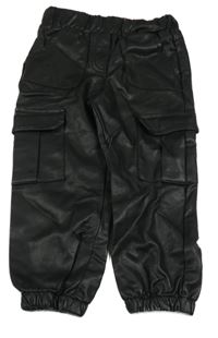 Černé koženkové cargo cuff kalhoty Matalan