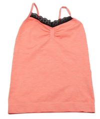 Neonově oranžová melírovaná košilka s krajkou Yigga