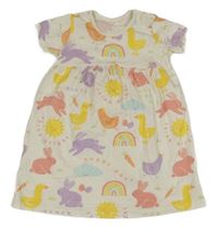 Smetanové bavlněné šaty s domácími zvířaty George