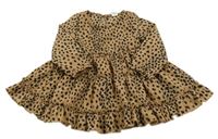 Hnědé šaty s leopardím vzorem Shein