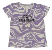 Fialovo-bílé vzorované tričko s nápisem Page One Young