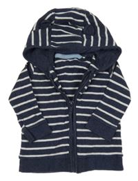 Tmavomodro-bílá pruhovaná propínací lehká mikina s kapucí George