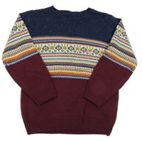 Tmavomodro-vínový svetr se vzorem Matalan