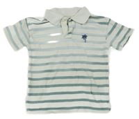 Smetanovo-zelené pruhované polo tričko s výšivkou H&M