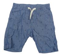 Tmavomodré melírované kraťasy s kotvami H&M