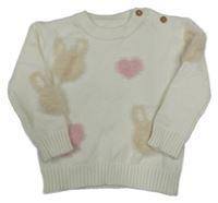 Smetanový svetr se srdíčky a králíky So Cute