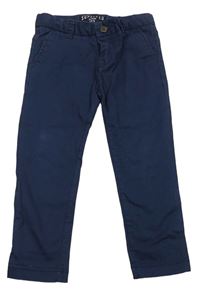 Tmavomodré plátěné chino kalhoty H&M