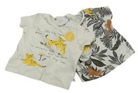 2x tričko - bílé s leopardy + bílo-šedé vzorované s opičkami Next