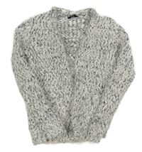 Bílo-černý melírovaný chlupatý pletený cardigan George