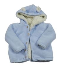 Světlemodrý zateplený propínací svetr s kapucí Matalan