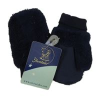 Nové - tmavomodré plyšové zateplené palcové rukavice 