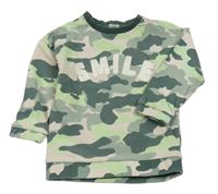 Khaki-zeleno-růžová army lehká mikina s nápisem M&S