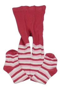 Růžovo-bílé pruhované punčocháče 