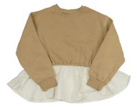 Nové - Béžová mikina s bílou halenkou Zara