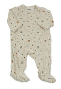 Světlebéžový sametový overal s domečky Kiabi