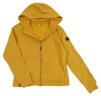 Okrová puntíkatá propínací mikina s kapucí Yigga