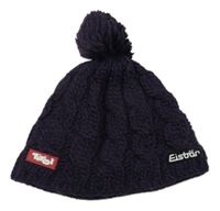 Fialová vzorovaná pletená čepice s bambulí