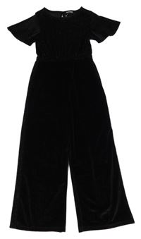 Černý třpytivý sametový kalhotový overal F&F