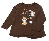 Hnědé triko se zvířaty Topolino