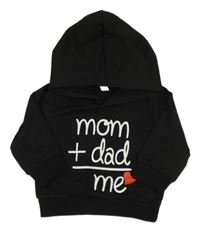 Černá lehká mikina s nápisem a kapucí 