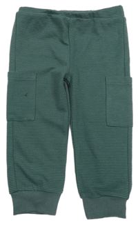 Tmavozelené žebrované tepláky s kapsami Peacocks