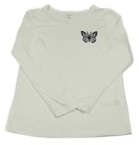 Bílé triko s motýlkem shein