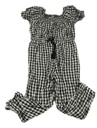 Černo-bílý kostkovaný kalhotový overal Next