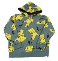 Šedá mikina s Pikachu a kapucí 
