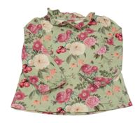 Zeleno-růžová květované triko Tu