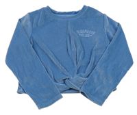 Modrá žebrovaná sametová crop mikina F&F