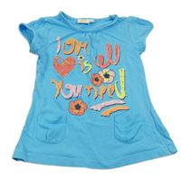 Modrá tunika s barevným nápisem kids