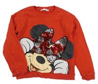 Červená mikina s Minnie z flitrů M&S