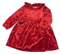 Rubínové sametové šaty s límečkem H&M