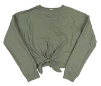 Khaki crop mikina s uzlem H&M