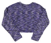 Fialovo-černý melírovaný žebrovaný crop úpletový crop svetr zn. H&M