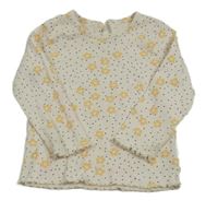 Bílé puntíkaté květované žebrované triko George