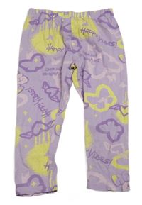 Lila-žluté crop legíny s graffiti 