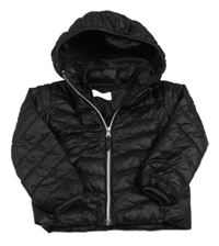 Černá šusťáková lehce zateplená bunda s kapucí H&M