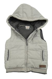 Šedá šusťáková zateplená vesta s kapucí Mamas&Papas