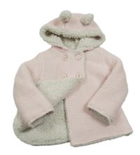 Světlerůžový pletený zateplený kabátek s kapucí Nutmeg