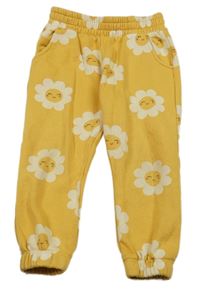 Hořčicové květované tepláky F&F