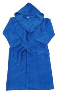 Modrý plyšový župan s kapucí 