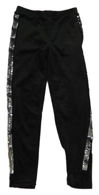 Černé plyšové legíny s flitrovými pruhy Y.F.K.