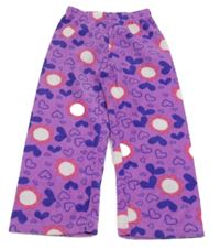 Fialovo-růžovo-bílé květované fleecové tepláky Disney