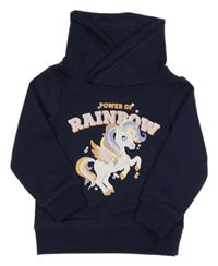 Tmavomodrá mikina s jednorožcem a límcem Dopodopo