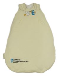 Smetanový zateplený spací pytel s čápem 